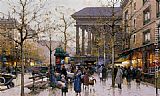 Eugene Galien-laloue Canvas Paintings - La Place de la Madeleine - Paris